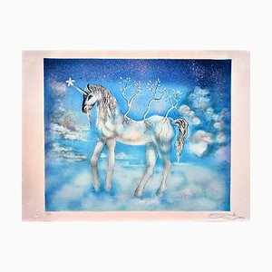 Salvador Dali, The Unicorn, 1970s, Original Lithograph on Arches Paper with Gold Relief