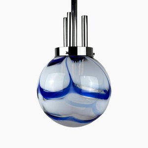 Vintage Blue Murano Glass Pendant Lamp from Mazzega, Italy, 1970s