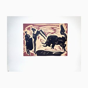 Pablo Picasso, Les Banderilles, Incisione su linoleum, 1962