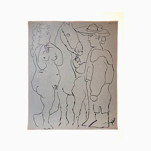 Pablo Picasso, Frau und Pferd, Original Linolschnitt, 1962