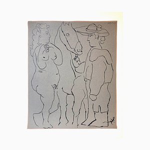 Pablo Picasso, Woman and Horse, Linograbado original, 1962