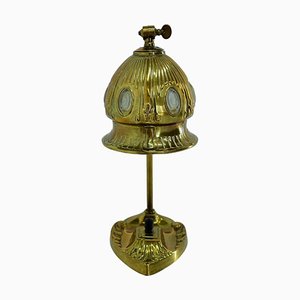 Lampada da tavolo vintage in stile secessione viennese in ottone e vetro, anni '30