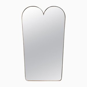 Large Vintage Italian Wall Mirror with Brass Frame by Gio Ponti, 1950s
