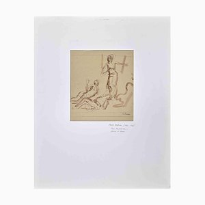 Charles Dufresne, Figures de Femmes, Encre de Chine et Aquarelle, Début du 20ème Siècle