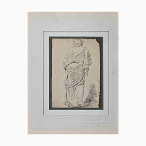 Augustin de Saint-Aubin, Figure of Man, Original Pencil Drawing, 19th Century