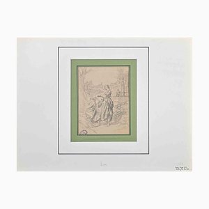 Frédric Theodore Lix, Figures of Women, Original Pencil Drawing, 19th Century