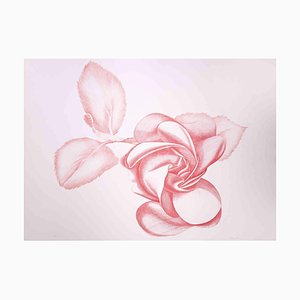 Giacomo Porzano, Red Rose, Original Etching, 1970s