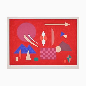 Otto Hofmann, Red Composition, Original Screen Print, 1989