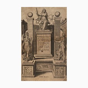 Desconocido, Frontispicio: Civitates Orbis Terrarum, Grabado original, 1580