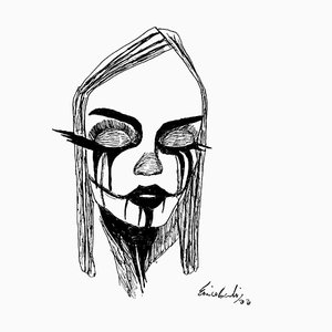 Enrico Josef Cucchi, Mask of Horror, Original China Ink Drawing, 2020