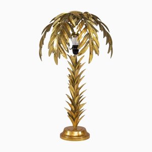 Goldene Palmen Tischlampe, 1940er