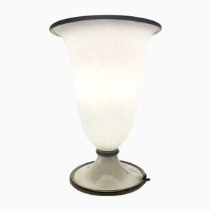 Lampada da tavolo Mid-Century in vetro di Murano bianco, anni '50