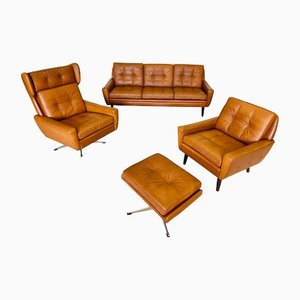 Mid-Century Danish Cognac Leather Lounge Chairs by Svend Skipper, Set of 2