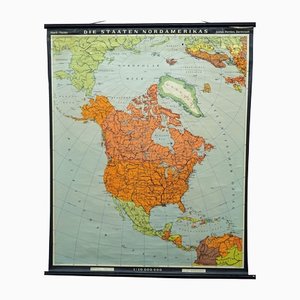 Vintage Countries of North America Mural Poster, 1970s