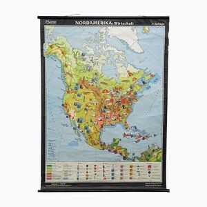 Mappa economica vintage del Nord America, anni '70