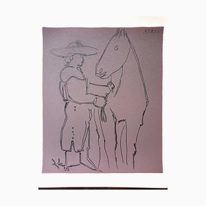 Pablo Picasso, Picador and Horse, Linograbado original, 1962