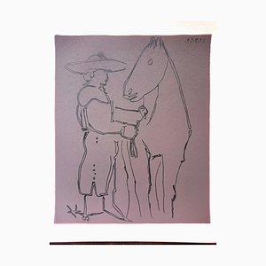 Pablo Picasso, Picador et Cheval, Linogravure Originale, 1962
