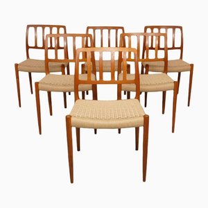 Model 83 Dining Chairs in Teak by Niels Otto Møller for J.L. Møllers, Set of 6
