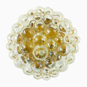 Mid-Century Amber Bubble Glass Flush Mount or Wall Lamp attributed to Helena Tynell for Limburg, Germany, 1970s