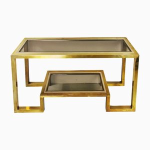 Vintage Brass and Glass Console Table, 1970s