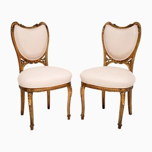 Antique French Gilt Wood Side Chairs, 1890s, Set of 2