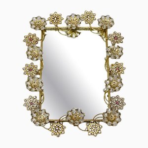 Wall Mirror with Glass Flowers, Italy, 1980s