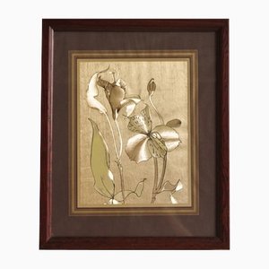 Framed Gold Painting of Iris, 1970s