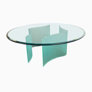 Coffee Table in Glass with Wave Legs