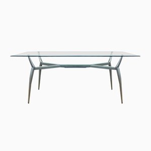 Dining Table in Glass with Metal Base