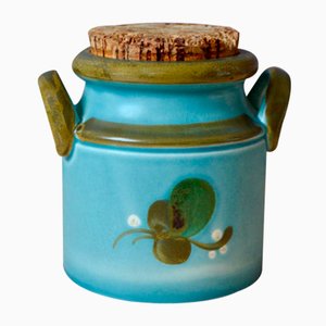 Vaso in ceramica con ripiano in sughero, anni '60