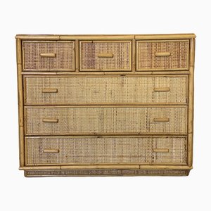 Bamboo & Wicker Chest of Drawers, 1970s