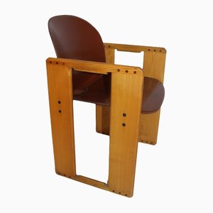 Dialogo Chair in Brown Leather by Tobia Scarpa for B&B Italia, 1970s
