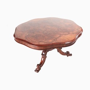 Antique Burl Walnut Shaped Centre or Dining Table, 1850s