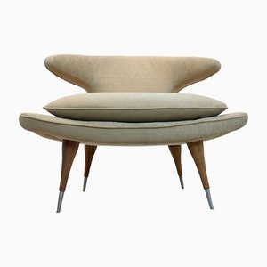 Gold Fabric and Walnut Horn Model Chair from Karpen of California