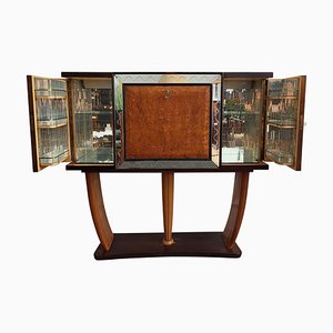 Mid-Century Italian Wood, Mirror & Mosaic Dry Bar Cabinet by Osvaldo Borsani, 1950s