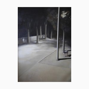 Wang Dianyu, Dog Under Street Lights, 2015, Olio su tela