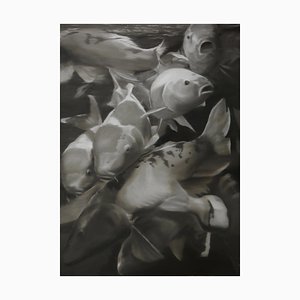 Wang Dianyu, Fishes in Tank, 2021, Huile sur Toile