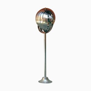 Mid-Century Modern French Steel Moon Floor Lamp attributed to Henri Mathieu, 1960s