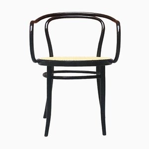 Mid-Century Modern Italian Straw and Black Wood Chair from Thonet, 1930s