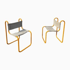Orange Metal Chairs in the style of Aldo Barberi, Set of 2