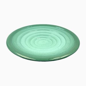 Mid-Century Green Ceramic Plate Centerpiece by Giuseppe Mazzotti for Albisola, Italy, 1960s