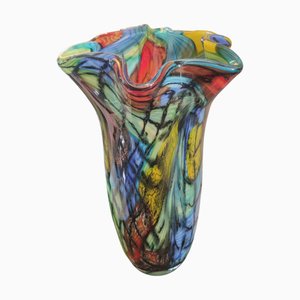 Jarrón italiano vintage de cristal de Murano, años 70