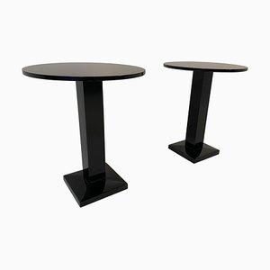 Italian Art Deco Black Lacquered Side Table, 1980s, Set of 2