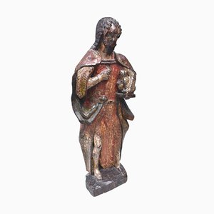 Polychrome Religious Statue in Wood, 17th Century