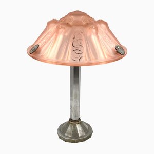 Art Deco Pink Table Lamp from Muller Freres Luneville, France, 1920s