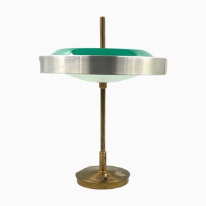 Lámpara de mesa o escritorio de latón y vidrio de Oscar Torlasco para Lumi, años 60