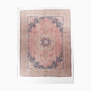 Tapis en Laine Bleue et Rose, Turquie, 1963