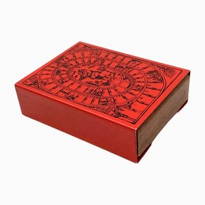 Mid-Century Red Mahogany Game of the Goose Cigars Box, Italy, 1950s