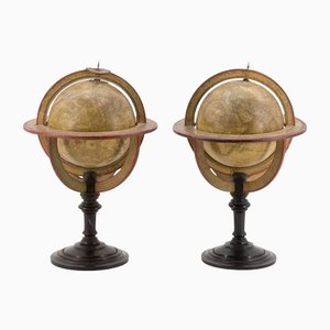 Antike Globen von Delamarche, 1780, 2er Set