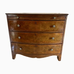 George III Mahogany Bow Front Chest of 3 Drawers, 1800s